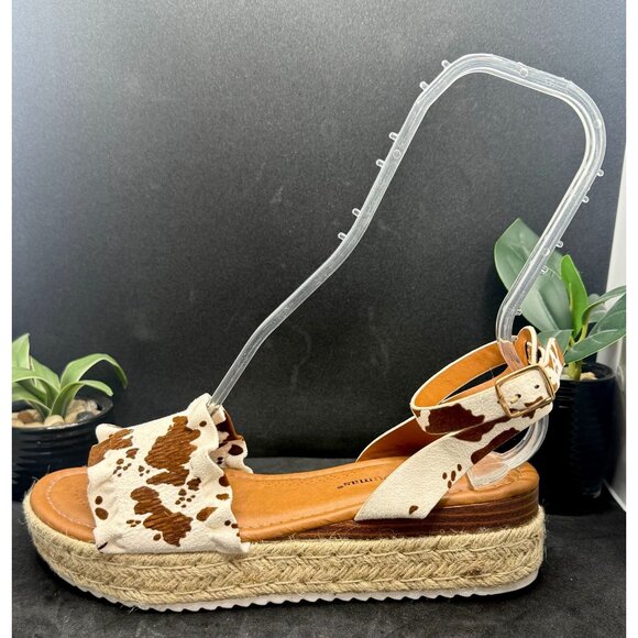 Pierre Dumas Shoes - Pierre DumasWomen's Cow Print Ankle Strap Espadrille Sandals